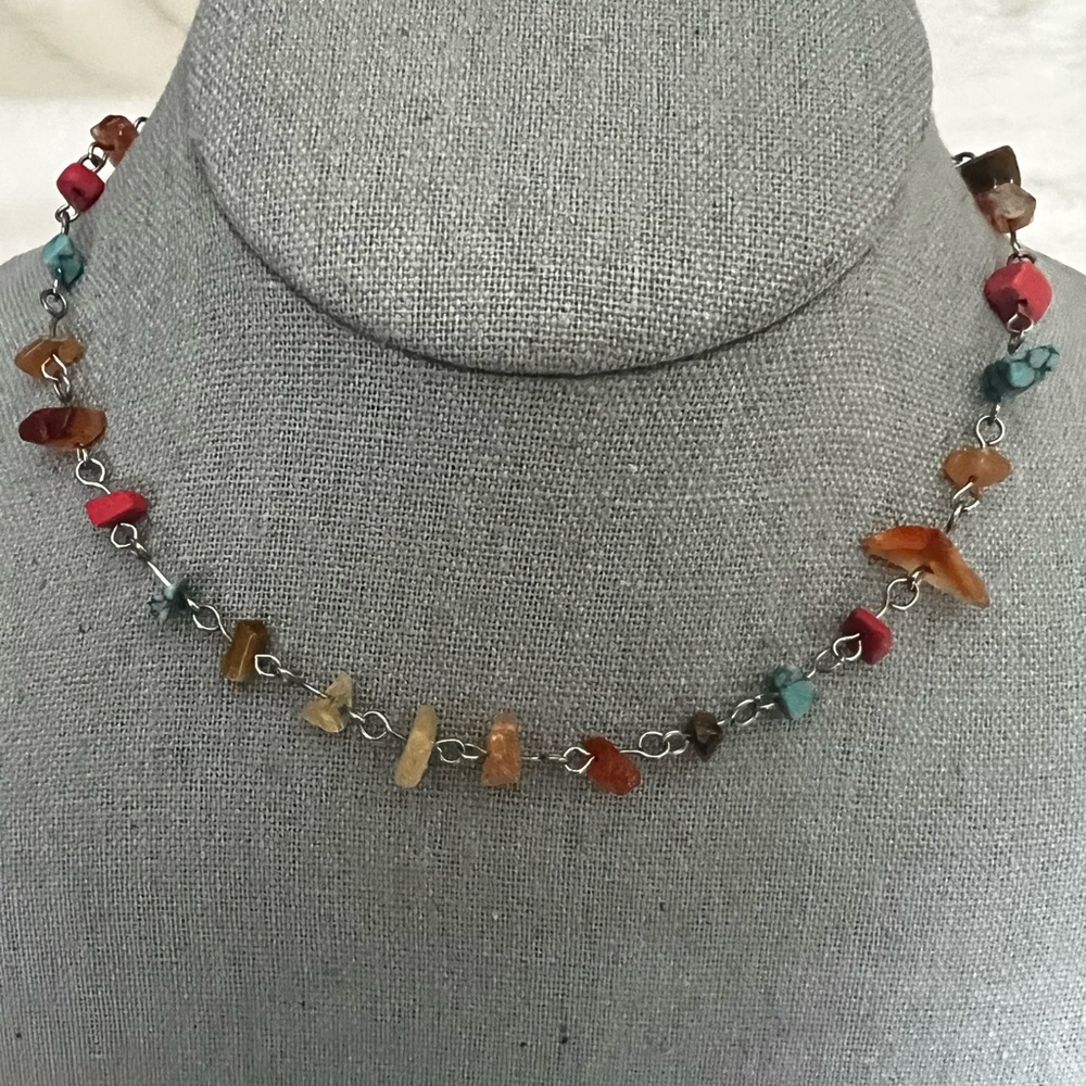 NWOT Multi Natural Stone Choker Necklace